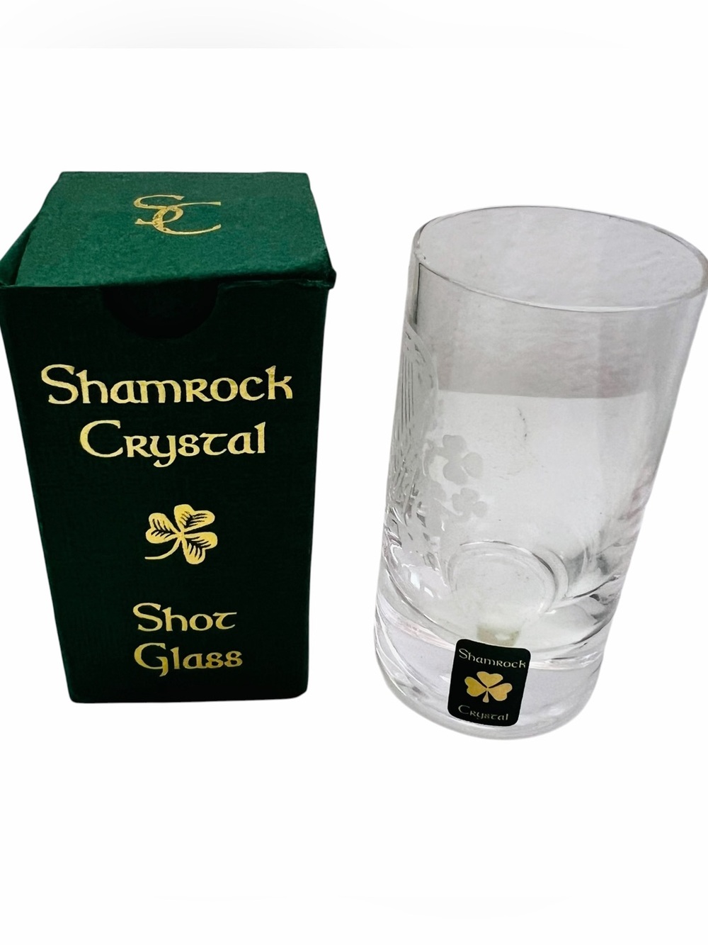 Shamrock Dublin Ireland Crystal Shot Glass.